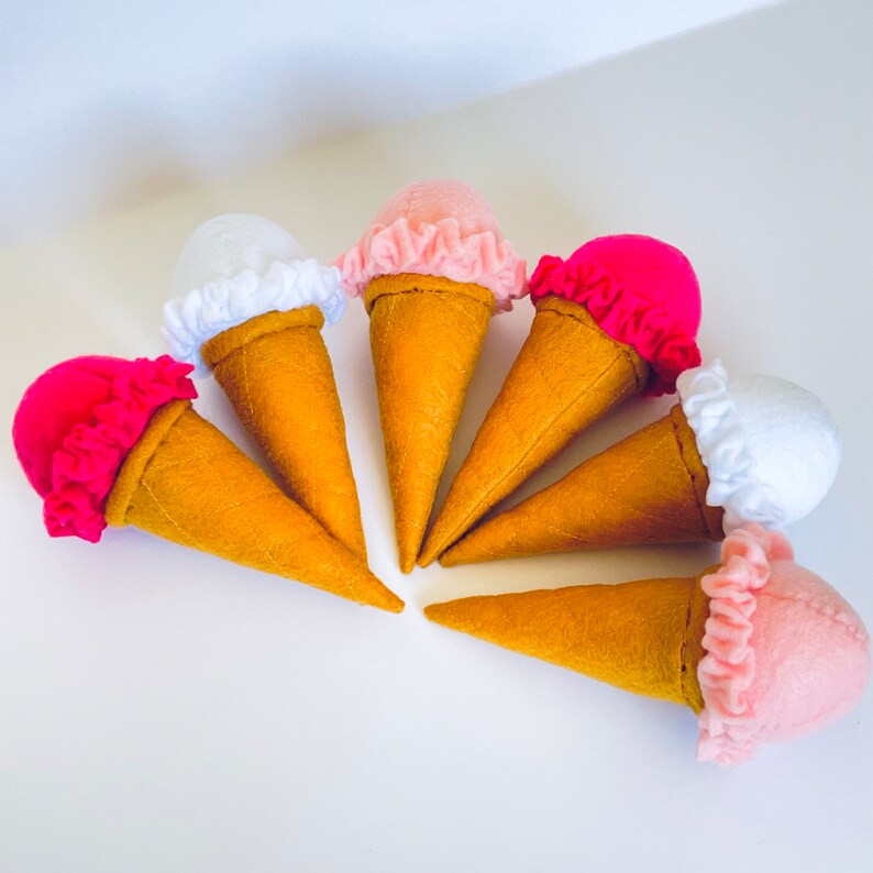 1 Felt Food Ice Cream Cone Play Food Ice Cream Cone Pretend Etsy
