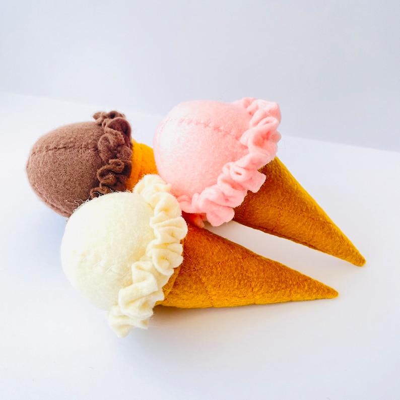 1 Felt Food Ice Cream Cone Play Food Ice Cream Cone Pretend Etsy