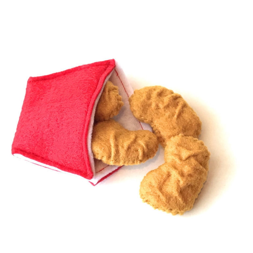 4pc Felt Food Chicken Nuggets for Kids Pretend Play and Play Kitchen