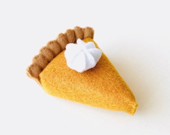 Felt Food MINI pumpkin pie, play food pumpkin pie, toy pumpkin pie, pretend felt pie, eco friendly play food, toy thanksgiving dessert