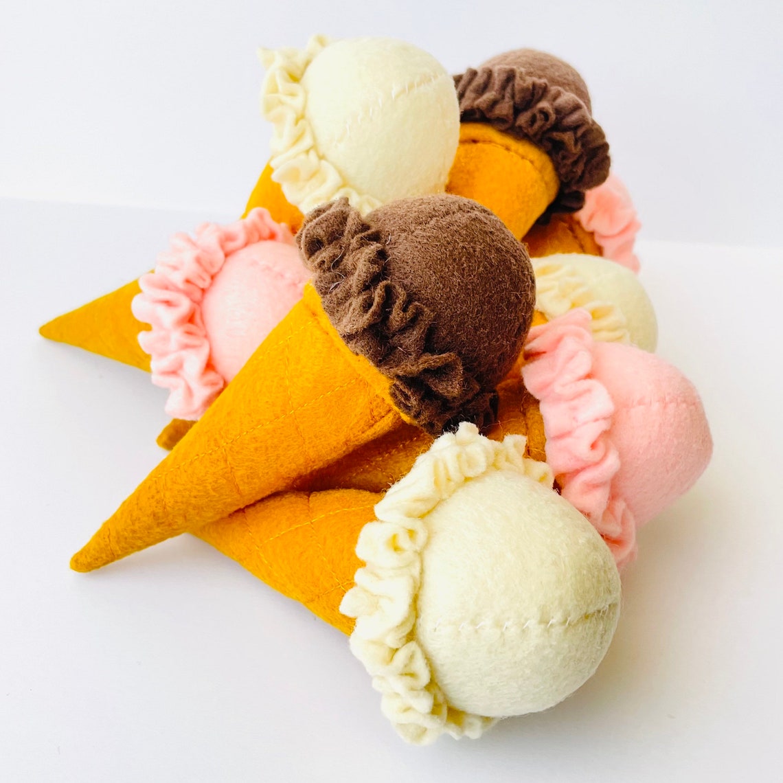 1 Felt Food Ice Cream Cone Play Food Ice Cream Cone Pretend Etsy