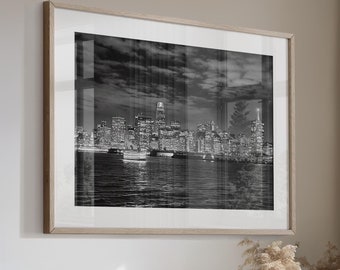 San Francisco Night Skyline Photo Art Print Canvas or Print