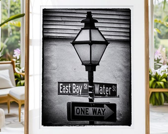 East Bay and Water Street Sign, Charleston Print South Carolina, Fine Art Photograph Charleston Photo, Charleston SC Canvas or Print