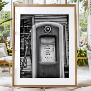 Vintage Gas Pump Art Print, Gas Station Art Canvas or Print