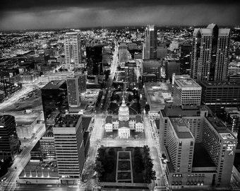 St Louis Missouri Downtown View from Top of Gatway Arch - Fine Art Photo Print Canvas or Print