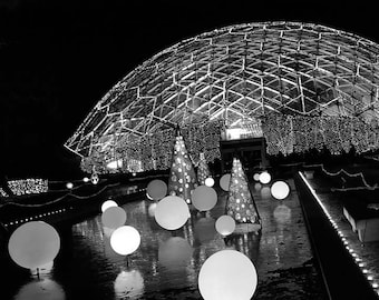 Missouri Botanical Garden Glow St Louis Missouri - Fine Art Photograph Climatron Geodesic Dome Conservatory Christmas Lights Canvas or Print