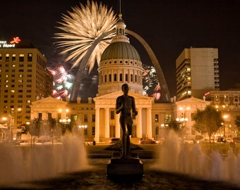 Fourth of July Fireworks St Louis Art Print Photo Canvas or Print