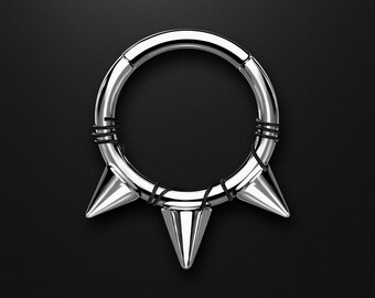 Surgical Steel Clicker Ring with Spikes and Twisted Wire Elegant Daith Hoop Piercing Septum Jewelry Delicate Daith Ring Accessory Silver