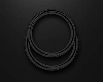 Surgical Steel Clicker Ring in Double Hoops Style Daith Hoop Septum Nose Piercing Ring Stylish Daith Jewelry Nose Hoop Black