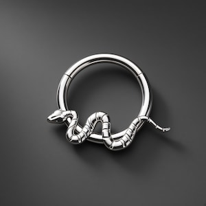 Titan Clicker Ring med Twisted Snake Septum Smycken Näsring Daith Clicker Örhänge Piercingring Kroppstillbehör Silver
