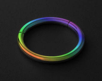 Titanium Clicker Ring in Classic Simple Style Nose Hoop Septum Clicker Piercing Ring Daith Hoop Earrings and Cartilage Jewelry Rainbow