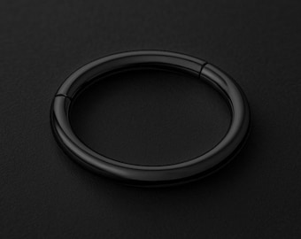 Titanium Clicker Ring in Classic Simple Style Daith Earring Hoop Nose Ring Septum Jewelry Body Piercing Clicker Hoop Black