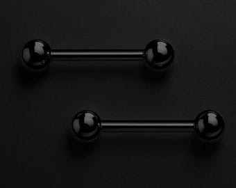 Surgical Steel Nipple Jewelry in Classic Minimalist Style Intimate Piercing Bar Fetish Erotic BDSM Accessories for Nipple Piercing Black