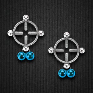 Surgical Steel Nipple Clips in Round Shape with Bells Fetish Jewelry Nipple Accessories Faux Piercing Breast Jewelry No Piercing Clip Silver