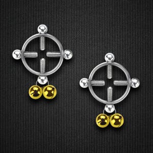 Surgical Steel Nipple Clips in Round Shape with Bells Nipple Weights Fake Piercing Adult Jewelry Sexy Decor Body Accessories Silver