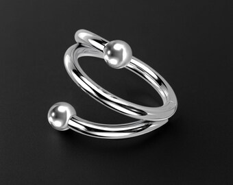 Titanium Clicker Ring in Spiral Shape and Balls Earlobe Jewelry Cartilage Hoop Helix Huggie Nose Piercing Hoop JewelryRing Silver
