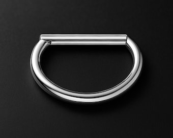 Titanium Clicker Ring in Classic D Shape Style Conch Huggie Helix Nostril Hoop Seamless Ear Hoop Piercing Jewelry Silver
