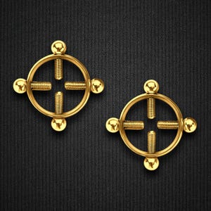 Surgical Steel Nipple Clips in Round Shape with Screws Adjustable Breast Jewelry No Piercing Clips Comfortable Nipple Weights Set Gold