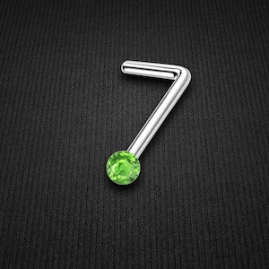Surgical Steel L-Shaped Nose Ring Stud with Green Zirconia Nose Piercing Jewelry Small Nose Hoop Diamond Stud Body Accessory