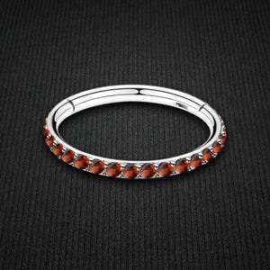 Titanium Clicker Ring in Classic Style with Red Zirconia Rook Helix Cartilage Piercing Huggie Conch Hoop Nostril Jewelry