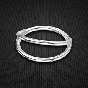 Titanium Clicker Ring in Classic Double Hoops Style Rook Hoop Helix Piercing Nose Huggie Cartilage Jewelry Earlobe Earring Hoop