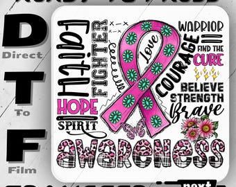 Cancer Awareness DTF: Hope, Faith, Courage Ribbon - Ready to Press