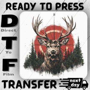 Deer Camo Hunting Deer DTF Transfer, Deer Hunter with Design, Deer Hunting Ready to Press, DIY Hunter Apparel,Perfect Gift for Hunters Decal