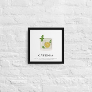 Scheda con ricetta Caipirinha - Tela incorniciata premium