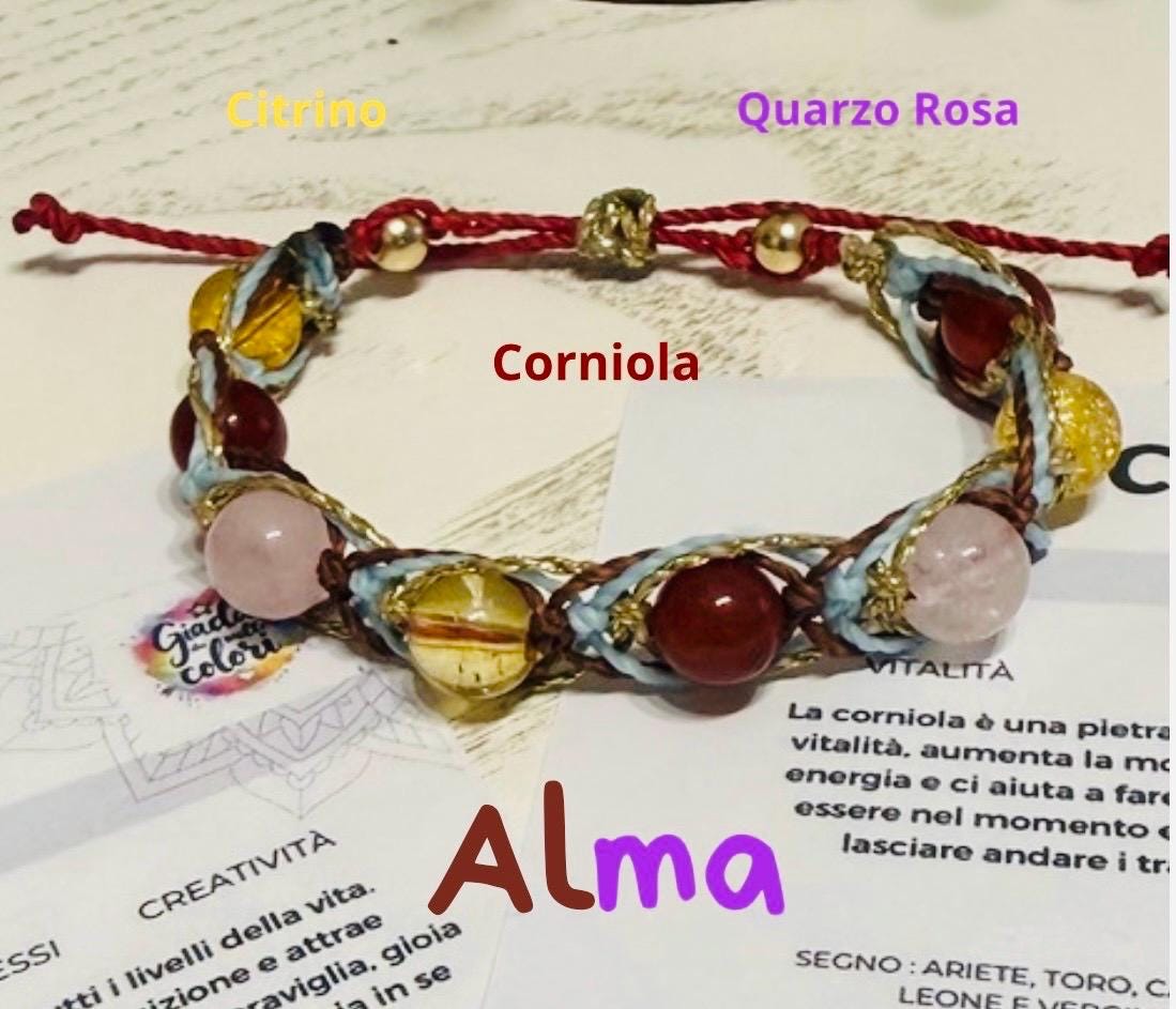 Bracciale In Pietra Naturale Framan - Cornalina - 22 Perle Da 8 Mm - Con Biglietto Esplicativo