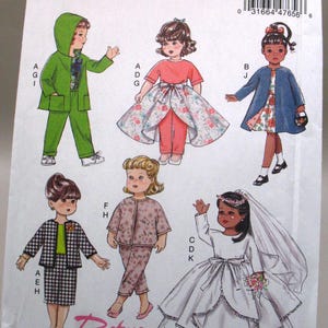 May include: A vintage Butterick sewing pattern, B6606, featuring illustrations of children's clothing designs. The designs include a green hooded outfit, a floral skirt and pants set, a blue coat and dress, a houndstooth suit, a floral pajama set, and a wedding dress.