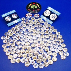 Lot of HOFFMAN Hex Signs Enamel Charms Inserts Medallions Jewelry Crafts Design Making Signed H, Plus 2 Pair Earrings 125 Inserts