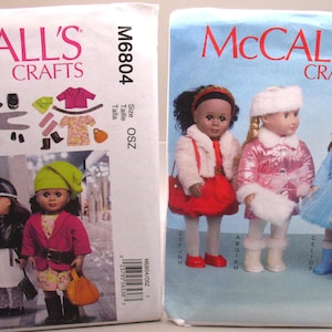 Lot of 2 Doll Clothes 18&quot; McCall&#39;s M6804 M7300 UNCUT Sewing Pattern to Fit American Girl Dolls FREE SHIPPING