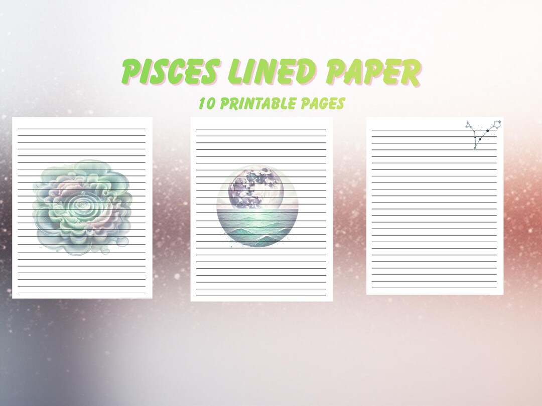Pisces Writing Pisces Lined Writing Paper, Watercolor Zodiac Stationery (digital ...