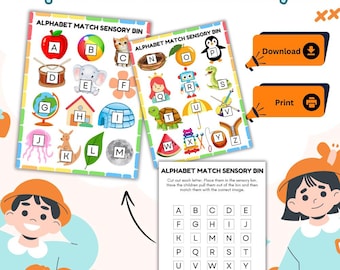 Alphabet Sensory Bin Printable | Preschool Letter Matching Activity (Instant PDF Download)