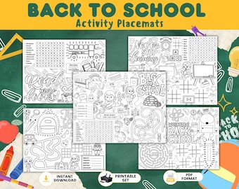Back to School Activity Placemats: Fun Learning Games for Kids (PDF Download)