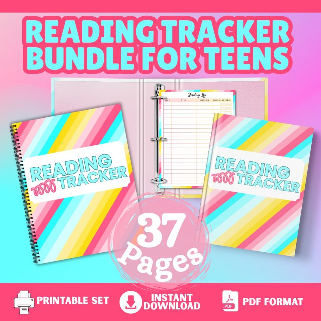 Teen Reading Tracker Bundle Printable Reading Log Book Journal for ...