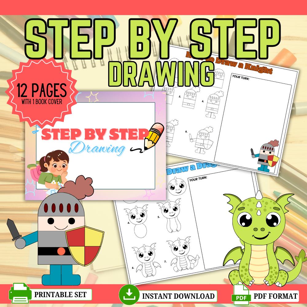 Step by Step Drawing Worksheets for Kids 12 Pages Printable Art ...