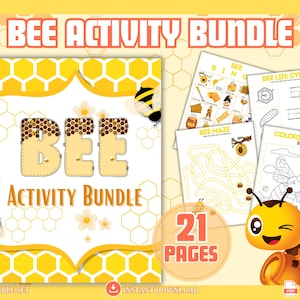 Bee Activity Bundle: 21 Preschool Worksheets, Crafts, and Games (PDF)