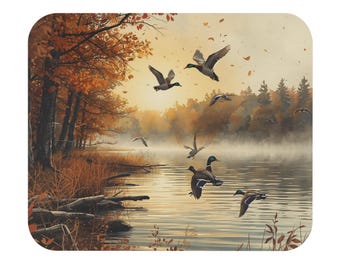 Mallard Ducks at Dawn Mouse Pad | Autumn Lake Wildlife Desk Mat