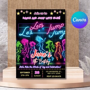 Trampoline Park Invitation: Let&#39;s Jump Birthday Party Invite (Digital Download 5x7in Template)