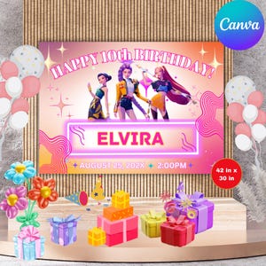 KPop Demon Hunter Birthday Banner | Editable Canva Template| Printable Birthday Sign for Kids | Kpop Anime Party Decor | Digital Download