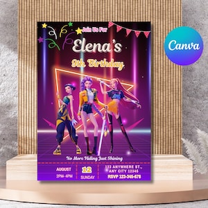 Kpop Demon Hunters Birthday Invitation Editable K-pop Party Invite  Printable Birthday Card for Kids BTS Themed Digital Card  Demon Hunter