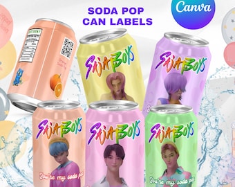 Kpop Saja Boys Soda Can Labels, Demon Hunter Birthday Party Wrappers (Digital Download)