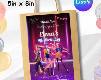 Kpop Demon Hunters Birthday Favor Bag Label | Editable Party Bag Tag (Digital Download)