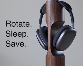 Handmade Wooden Stand for AirPods Max. Magnet Sleep Mode, Solid Hardwood