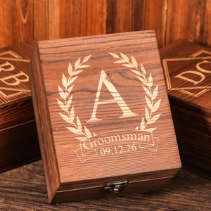 Personalized Whiskey Glass Set with Wooden Box, Groomsmen Gift, Best Man Gift, Groomsman Proposal, Boyfriend Gift, Gifts for Men