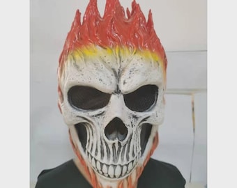 Feuer Schädel Cosplay Maske | Von Geisterreiter inspirierte Maske Helm mit beweglichem Kiefer