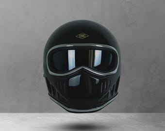 Custom Simpson XF-GP Light Black Helmet for Caferacer Alien Full Face Motorcycle