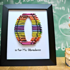 FAST SHIPPING Framed 8 by 10 Double Rainbow Crayon Letter Personalized Teacher Gift image 4