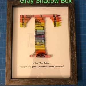 FAST SHIPPING Framed 8 by 10 Double Rainbow Crayon Letter Personalized Teacher Gift image 3